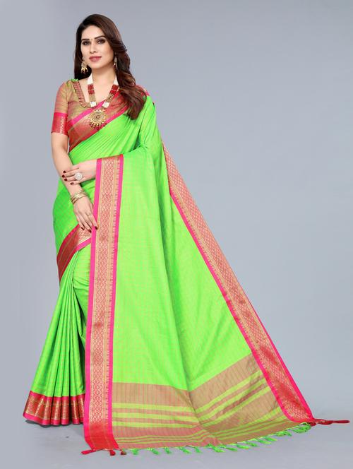 self design chettinadu saree with blouse - 19571200 - Very Small Image - 1