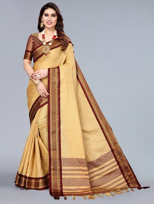 self design chettinadu saree with blouse - 19571242 - Very Small Image - 1