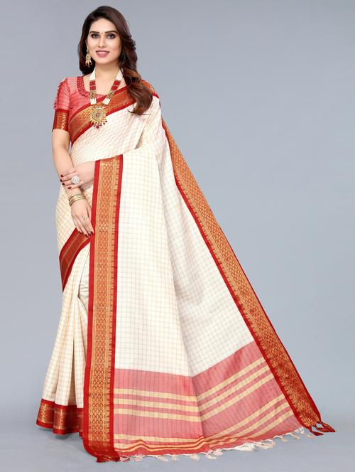 self design chettinadu saree with blouse - 19571250 - Very Small Image - 1