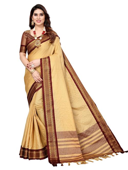 checked printed chettinadu saree with blouse - 19571263 - Very Small Image - 1