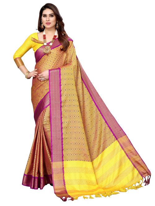 yellow cotton silk chettinadu saree with blouse - 19571271 - Very Small Image - 1
