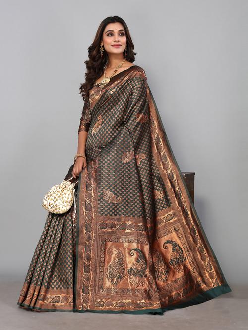 green banarasi saree - 19571288 - Very Small Image - 1