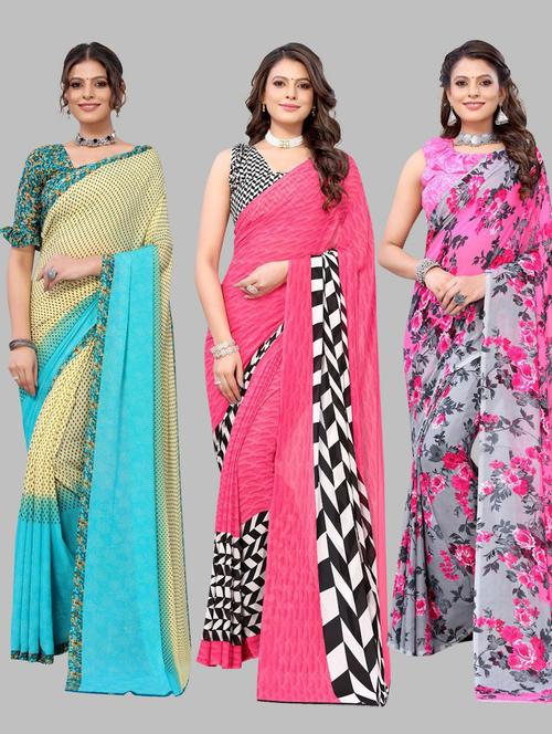 multi colored printed saree with blouse - 19571851 - Very Small Image - 1