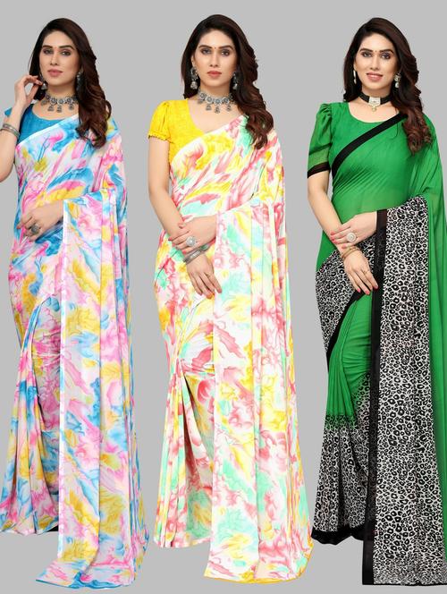 multi colored printed saree with blouse - 19571870 - Very Small Image - 1