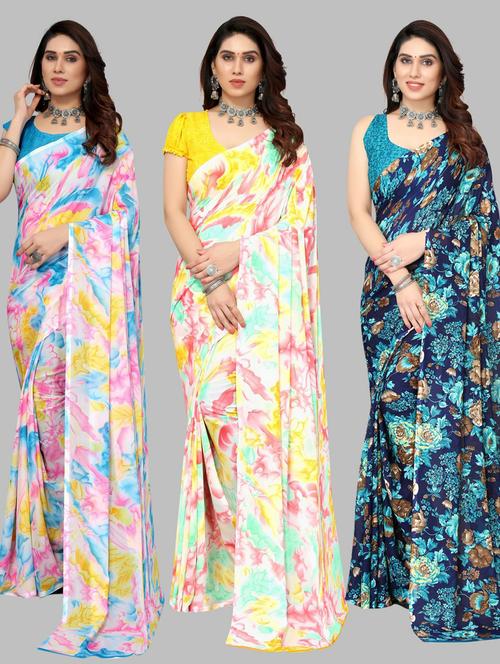 multi colored printed saree with blouse - 19571871 - Very Small Image - 1