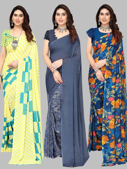 multi colored printed saree with blouse - 19571872 - Very Small Image - 1