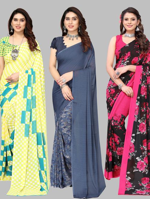 multi colored printed saree with blouse - 19571878 - Very Small Image - 1