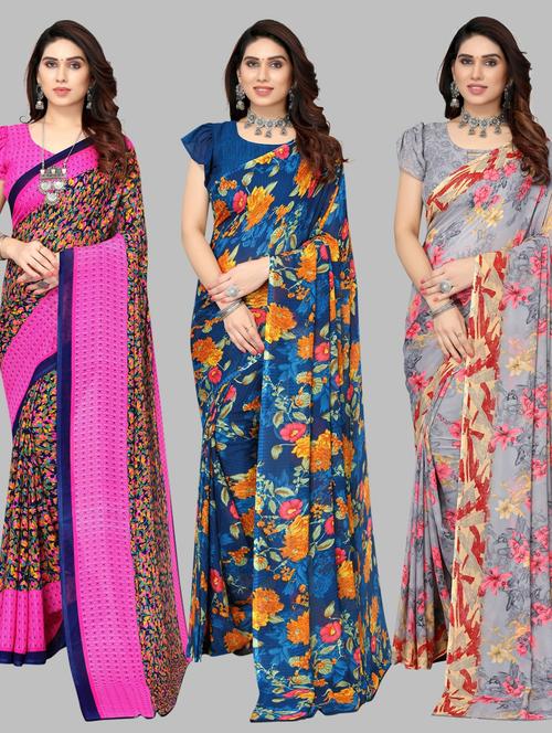 multi colored printed saree with blouse - 19571881 - Very Small Image - 1
