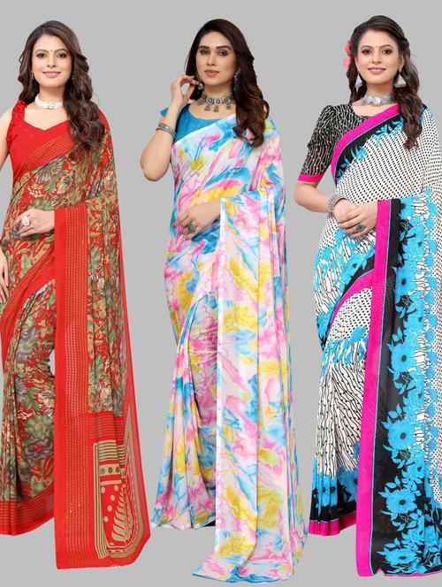 multi colored printed saree with blouse - 19571892 - Very Small Image - 1