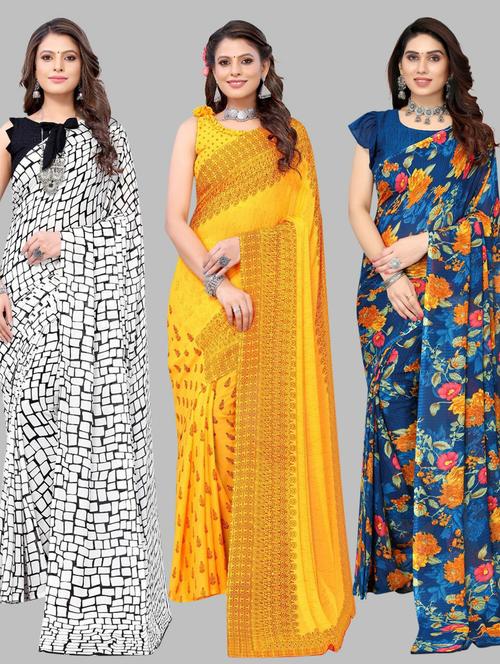 pack of 3 printed saree - 19571900 - Very Small Image - 1