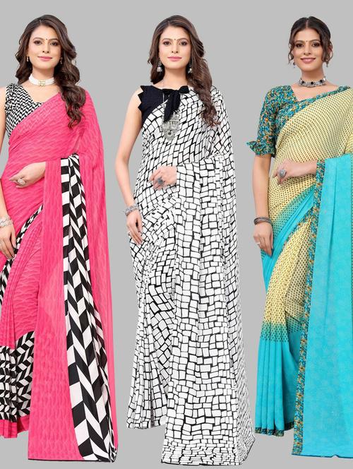 multi colored printed saree with blouse - 19571905 - Very Small Image - 1