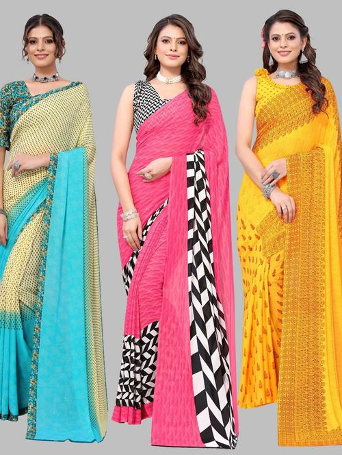 multi colored printed saree with blouse - 19571906 - Very Small Image - 1
