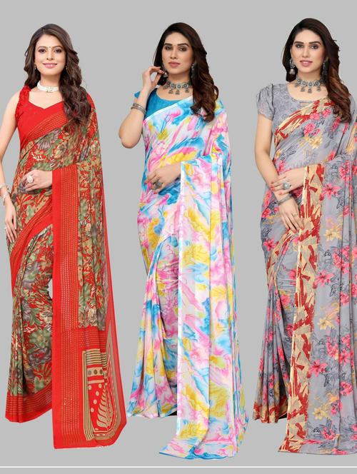 multi colored printed saree with blouse - 19571911 - Very Small Image - 1
