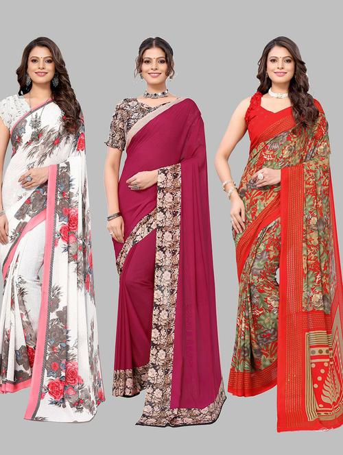 multi colored printed saree with blouse - 19571912 - Very Small Image - 1