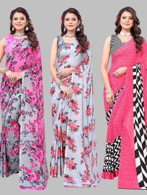 multi colored printed saree with blouse - 19571960 - Very Small Image - 1