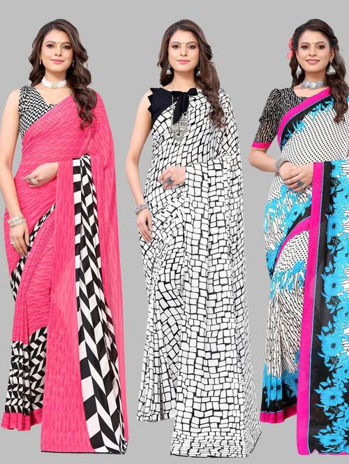 pack of 3 printed saree - 19572007 - Very Small Image - 1