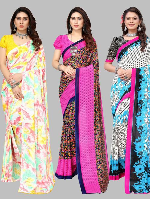 multi colored printed saree with blouse - 19572024 - Very Small Image - 1