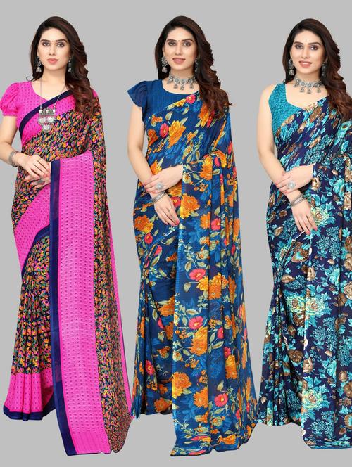 multi colored printed saree with blouse - 19572029 - Very Small Image - 1