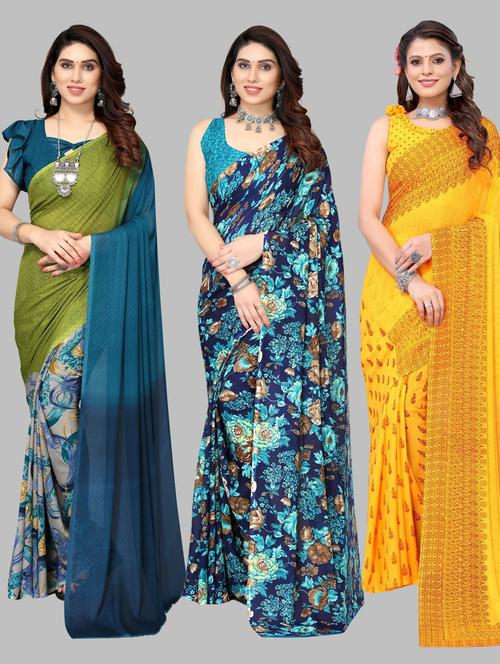 multi colored printed saree with blouse - 19572033 - Very Small Image - 1