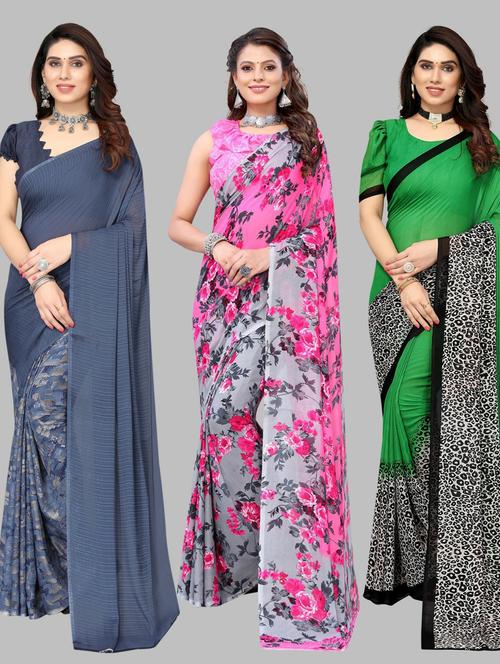 pack of 3 printed saree - 19572043 - Very Small Image - 1