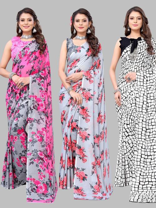multi colored printed saree with blouse - 19572050 - Very Small Image - 1