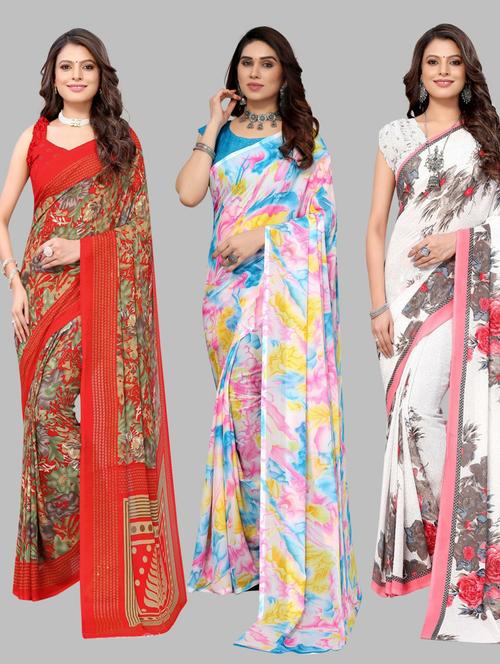 multi colored printed saree with blouse - 19572052 - Very Small Image - 1