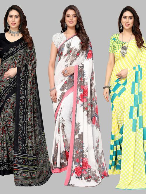 pack of 3 printed saree - 19572076 - Very Small Image - 1