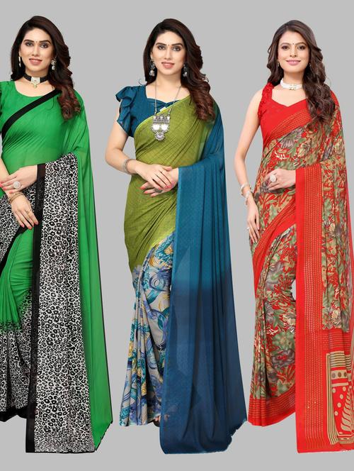 pack of 3 printed saree - 19572105 - Very Small Image - 1