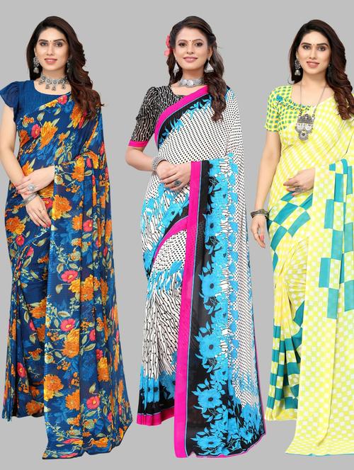 pack of 3 printed saree - 19572132 - Very Small Image - 1