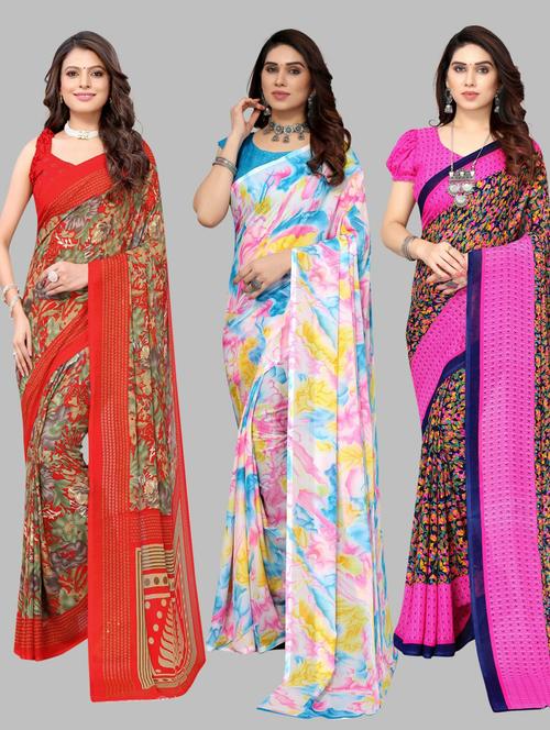 pack of 3 printed saree - 19572148 - Very Small Image - 1