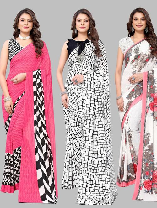 pack of 3 printed saree - 19572175 - Very Small Image - 1
