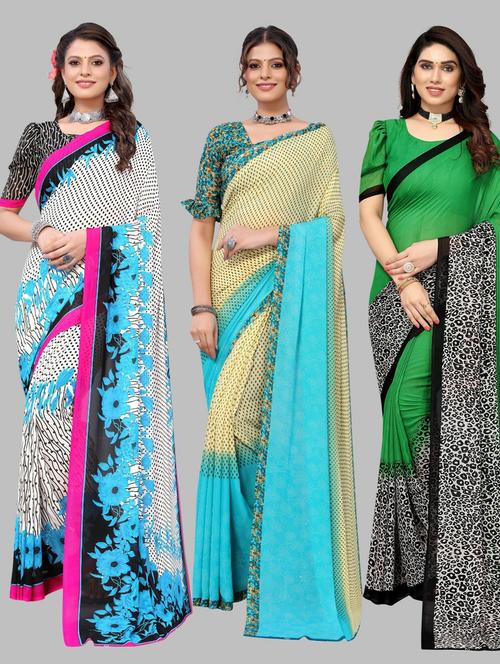pack of 3 printed saree - 19572179 - Very Small Image - 1