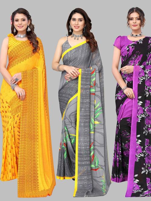 pack of 3 printed saree - 19572203 - Very Small Image - 1