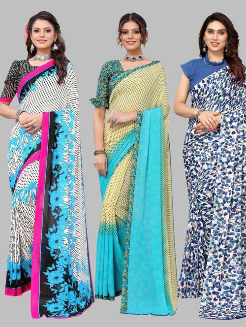 pack of 3 printed saree - 19572246 - Very Small Image - 1