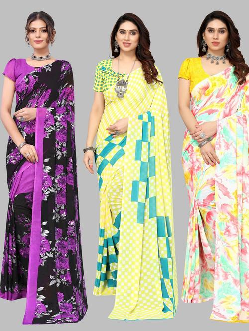 pack of 3 printed saree - 19572249 - Very Small Image - 1