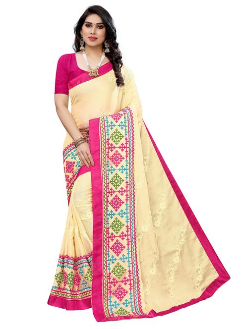 embroidered bordered saree with blouse - 19572289 - Very Small Image - 1