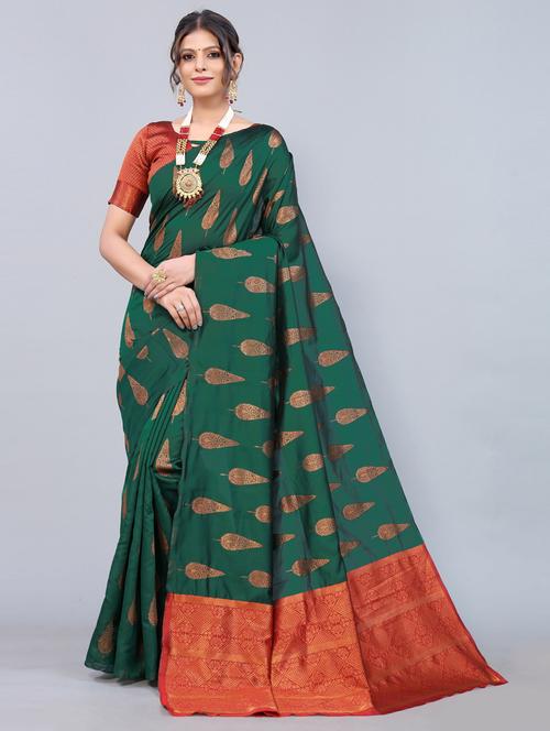 jaquard banarasi saree with blouse - 19572294 - Very Small Image - 1