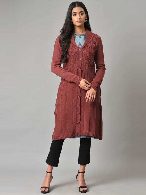 lapel neck acrylic regular cardigan - 19572362 - Very Small Image - 1
