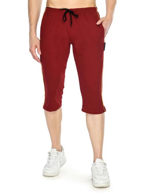 red black solid three-fourth capri - 19574620 - Very Small Image - 1