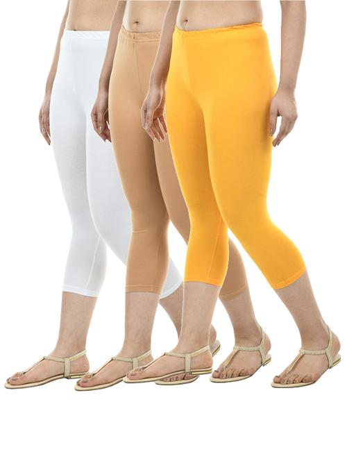 pack of 3 solid capri leggings - 19574702 - Very Small Image - 1