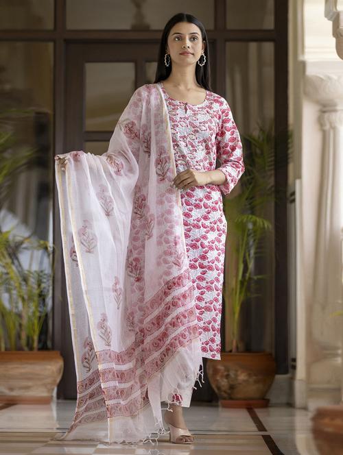 key hole neck dupatta bottom set - 19577840 - Very Small Image - 1