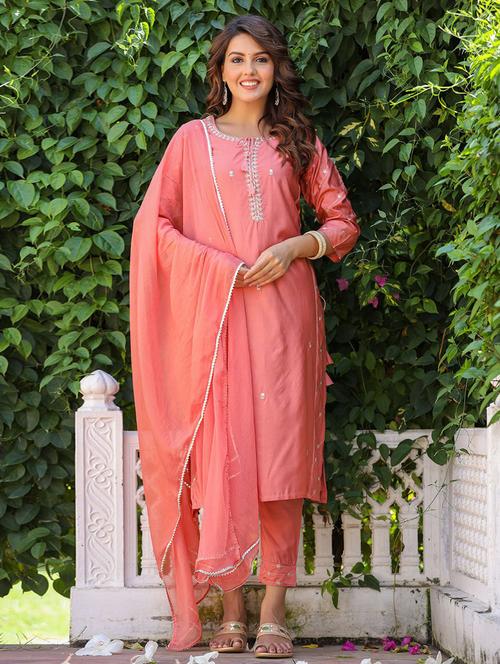 keyhole neck dupatta bottom set - 19577847 - Very Small Image - 1