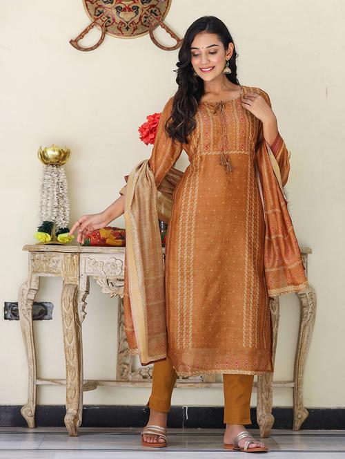 key hole neck dupatta bottom set - 19577851 - Very Small Image - 1