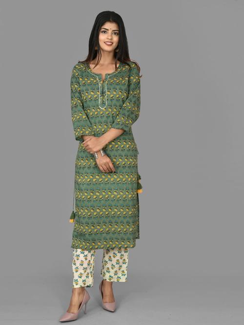 notch neck kurta pant set - 19577854 - Very Small Image - 1