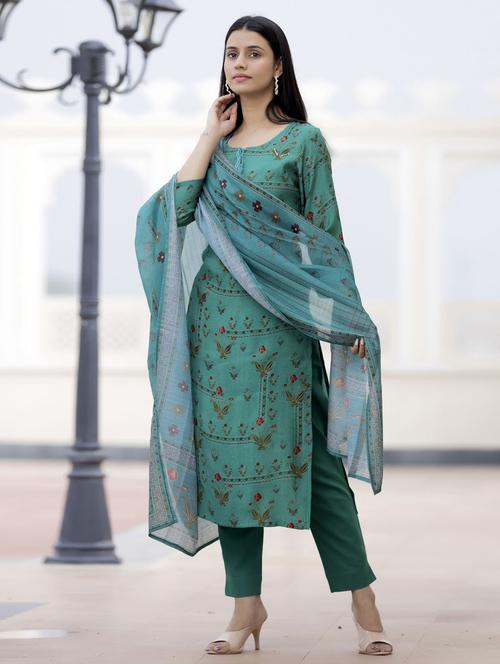 key hole neck dupatta bottom set - 19577891 - Very Small Image - 1