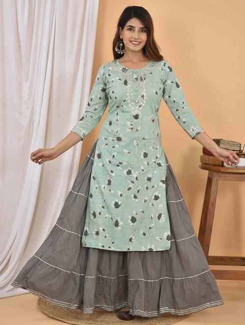 round neck kurta sharara set - 19577900 - Very Small Image - 1