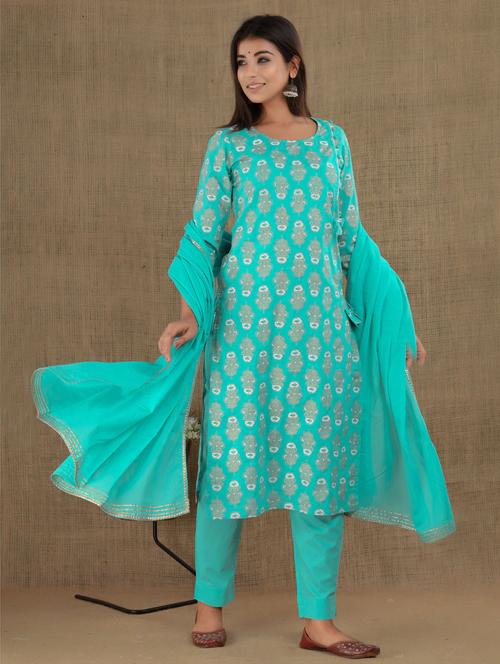 round neck dupatta bottom set - 19577905 - Very Small Image - 1