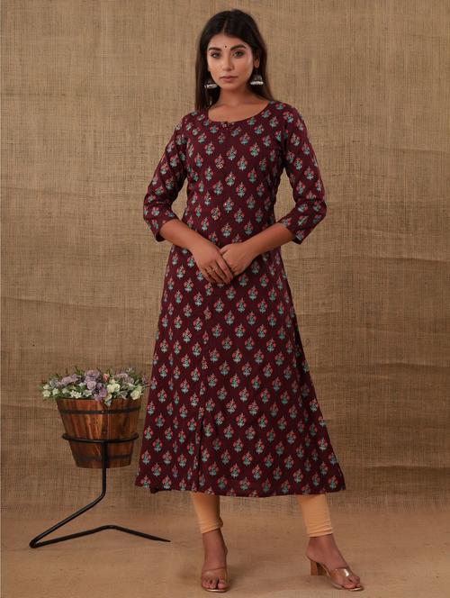 round neck straight kurta - 19577953 - Very Small Image - 1