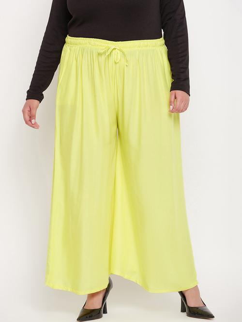 yellow rayon flared palazzo - 19577989 - Very Small Image - 1