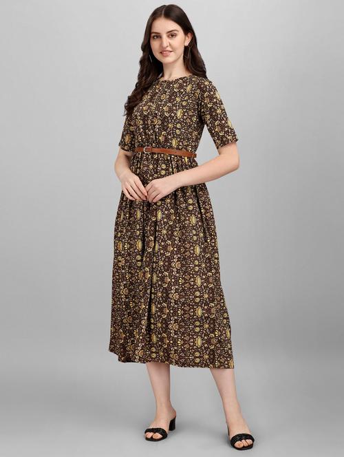 yellow cotton printed maxi dress - 19578121 - Very Small Image - 1